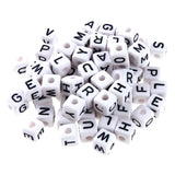 200pcs 10*10mm Colorful Cube Acrylic Alphabet Beads Initial Charms for Bracelets