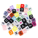 200pcs 10*10mm Colorful Cube Acrylic Alphabet Beads Initial Charms for Bracelets