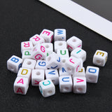 200pcs 10*10mm Colorful Cube Acrylic Alphabet Beads Initial Charms for Bracelets