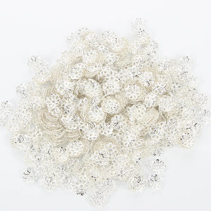 200pcs Flower Bead Caps Silver Plated Spacer DIY Jewelry Making