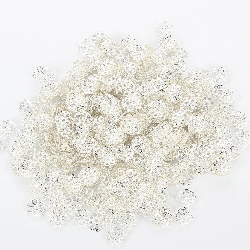 200pcs Flower Bead Caps Silver Plated Spacer DIY Jewelry Making
