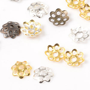 200pcs Flower Bead Caps Silver Plated Spacer DIY Jewelry Making