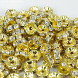 200pcs Gold Plated Clear 12mm Czech Crystal Rhinestone Spacer Beads