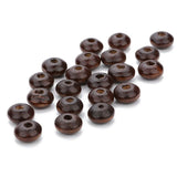200pcs Natural Wooden Beads Deep Brown Spacer Flat Abacus Beads