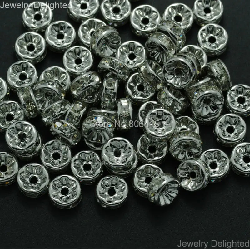 200pcs Clear 10mm Czech Crystal Rhinestone Pave Rondelle Spacer Beads