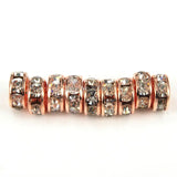 200pcs Rose Gold Plated Clear 6mm Czech Crystal Rhinestone Spacer Beads
