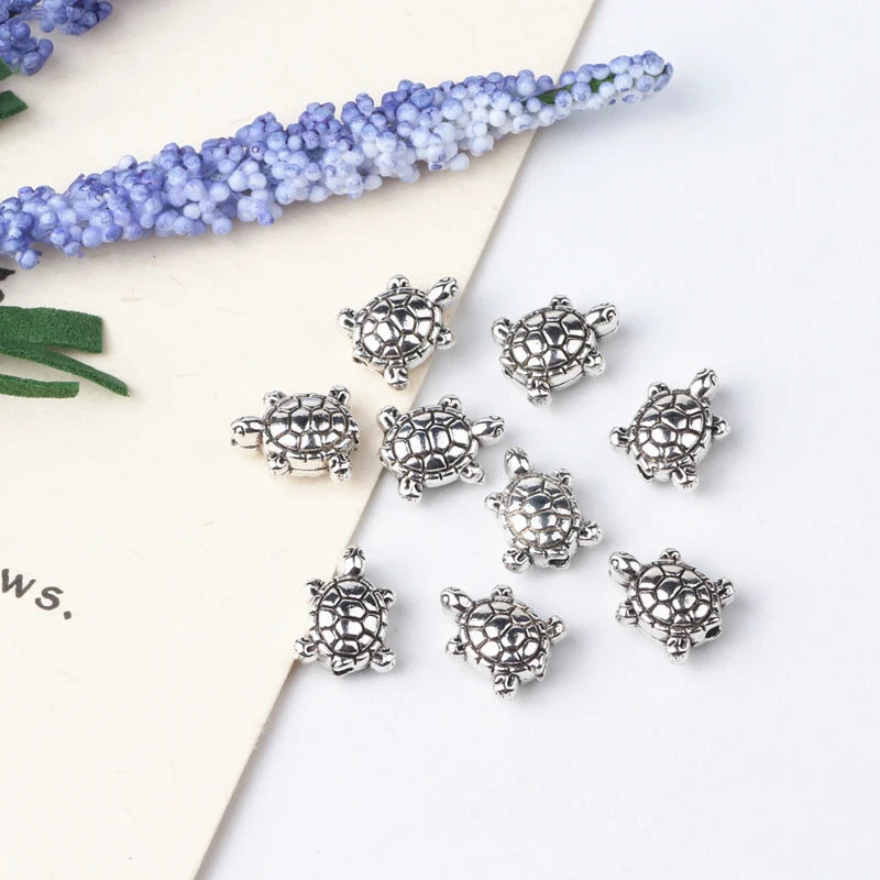 200pcs Tibetan Silver Sea Turtle Spacer Beads for DIY Jewelry Making