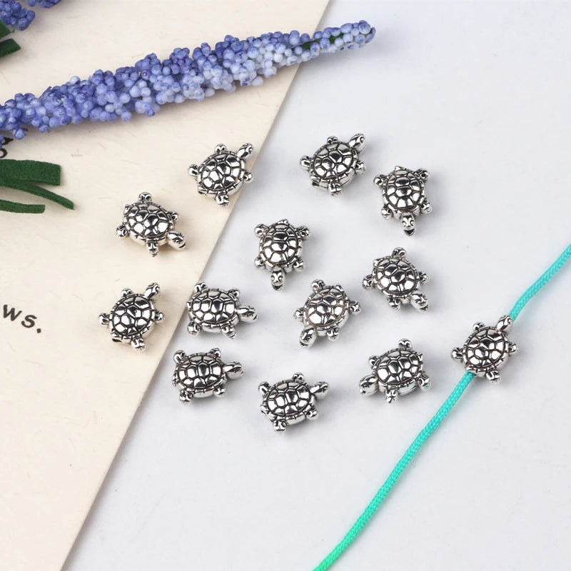 200pcs Tibetan Silver Sea Turtle Spacer Beads for DIY Jewelry Making