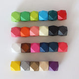 200pcs Faceted Wooden Beads for Necklace 20mm