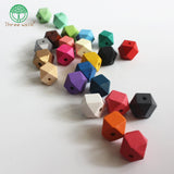 200pcs Faceted Wooden Beads for Necklace 20mm