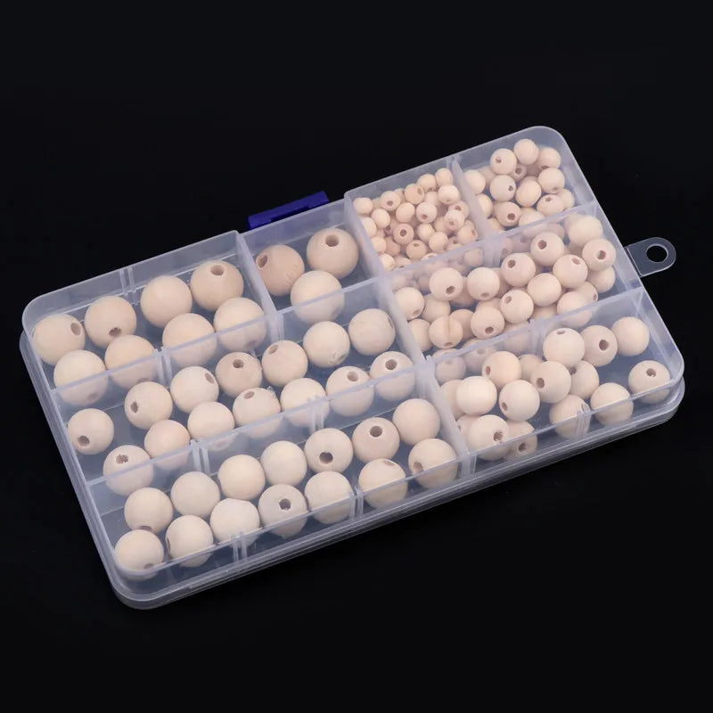 200pcs Natural Round Wooden Beads DIY Jewelry Making