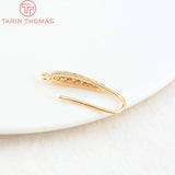 6PCS 24k Plated Brass Zircon Earrings Hooks 19.5MM
