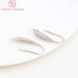 6PCS 24k Plated Brass Zircon Earrings Hooks 19.5MM