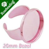 20MM Light Pink Adjustable Ring Blanks Base With Bezel