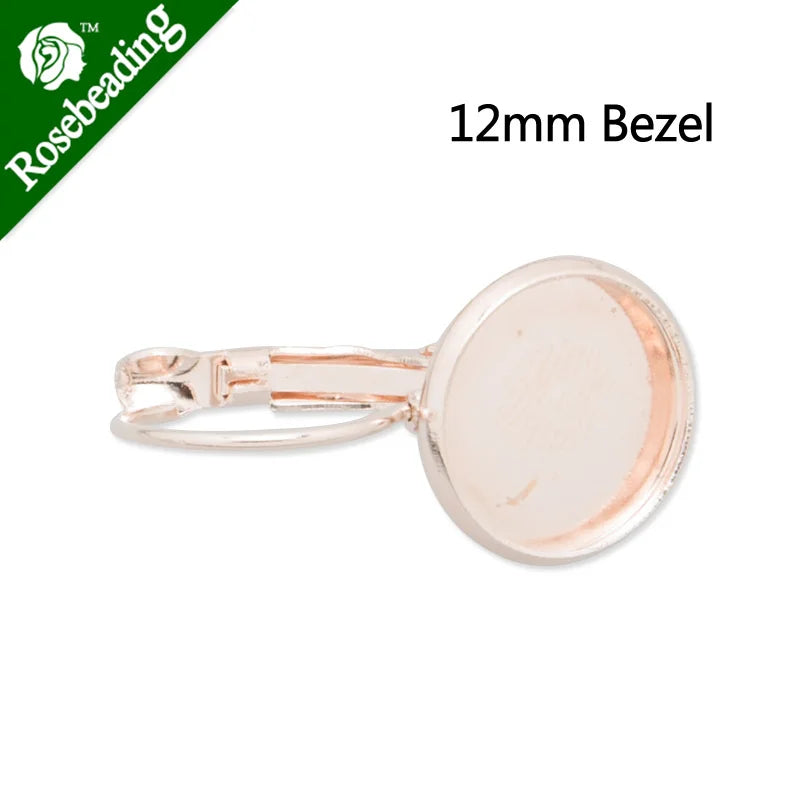2014 New Rose Plated Lever Back Earrings Base 12MM - 50pcs
