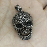 Flower Skull Pendant 316L Stainless Steel Biker Skull Pendant