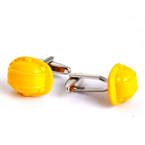 Yellow Work Helmet Cufflinks for Modelers