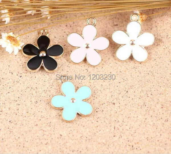 50pcs/lot Gold Metal Rose Floral Charms for DIY Jewelry Making
