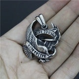 Live To Ride Biker Eagle Pendant Mens Stainless Steel Pendant