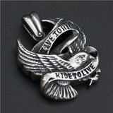 Live To Ride Biker Eagle Pendant Mens Stainless Steel Pendant