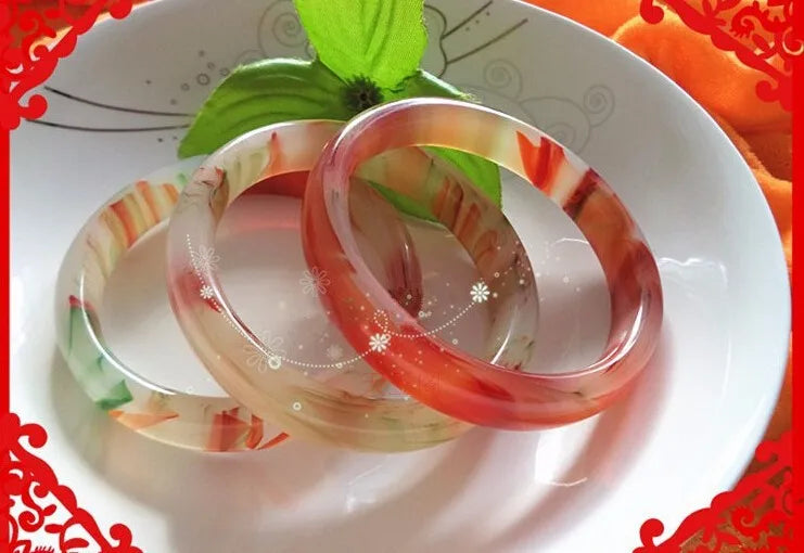 Summer Jadeite Bangle for Girls - Red Smooth Bangle 61mm