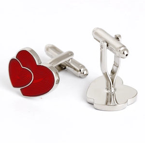 Wedding cufflinks Romantic cufflinks red heart