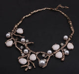Pearl Bib Choker Necklace Exaggerated Statement Jewelry