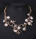 Pearl Bib Choker Necklace Exaggerated Statement Jewelry