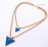 Triangular Geometry Double Necklace Statement Necklaces
