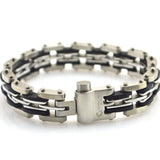 Stainless Steel Rubber Mens Chain Bracelet 8.27 inches SS030B