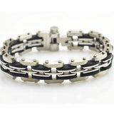 Stainless Steel Rubber Mens Chain Bracelet 8.27 inches SS030B