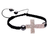 Men's Crystal Bracelet Cross Charm Hemetites Beads Rope Bracelet