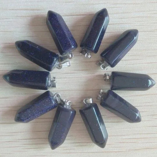 20Pcs/Lot Sand Stone Hexagonal Pillar Pendants for Jewelry Making