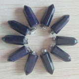 20Pcs/Lot Sand Stone Hexagonal Pillar Pendants for Jewelry Making