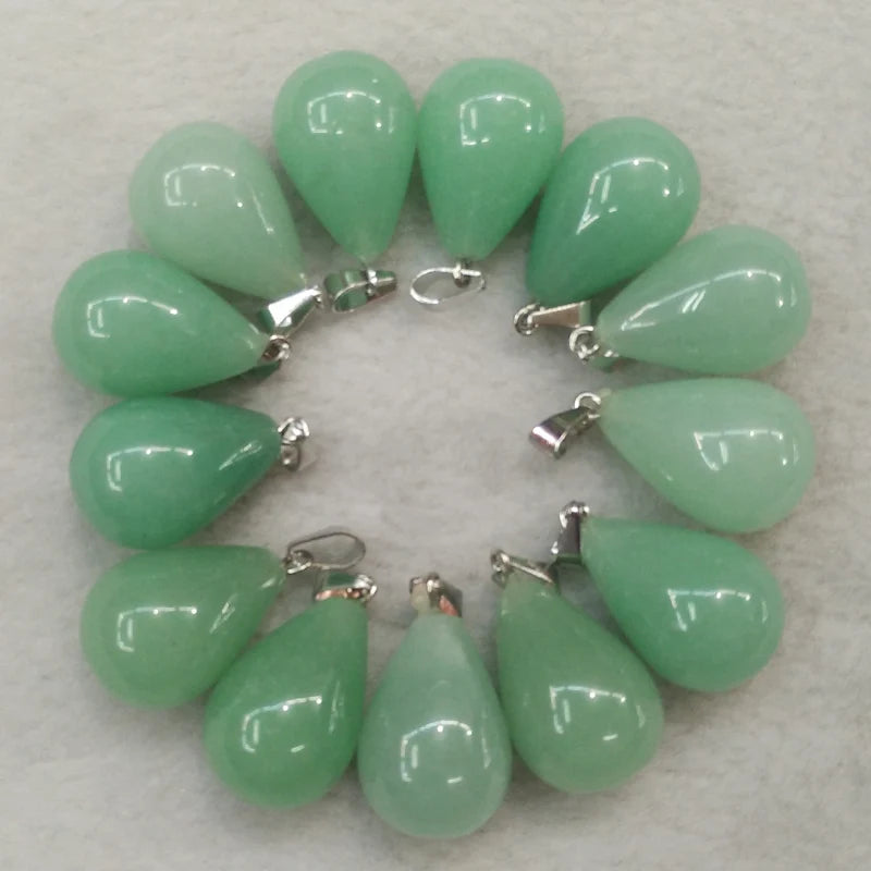 50Pcs/Lot Aventurine Water Drop Pendants for Jewelry Making