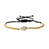 European Bracelet CZ Eye Hamsa Charm Adjustable Women Jewelry