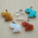 Natural Stone Carved Elephant Charms Jewelry Pendants 10pcs/lot