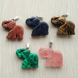 Natural Stone Carved Elephant Charms Jewelry Pendants 10pcs/lot