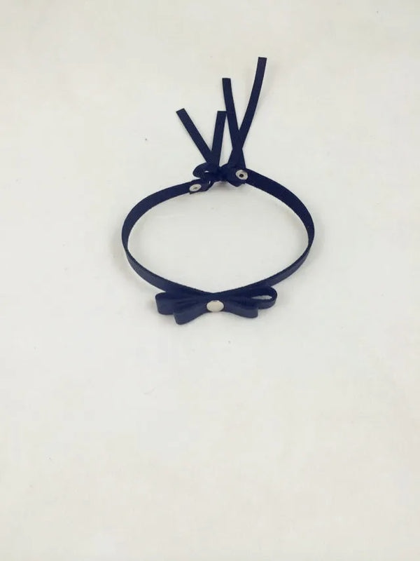 Leather Heart Choker with Sweet Bowknot Charm