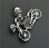Motorbike Style Stainless Steel Skull Pendant