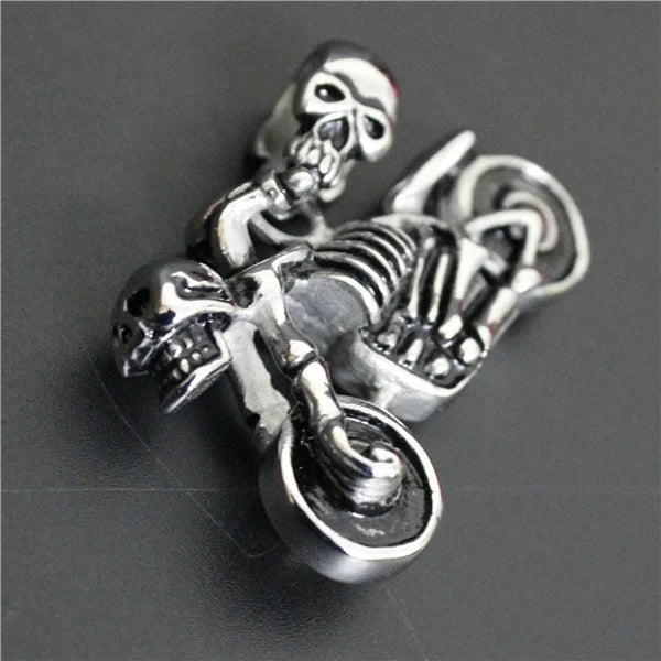 Motorbike Style Stainless Steel Skull Pendant