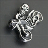 Motorbike Style Stainless Steel Skull Pendant