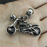 Motorbike Style Stainless Steel Skull Pendant