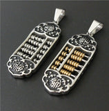Golden Lucky Money Pendant Stainless Steel Mens Abacus Bead Pendant