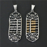Golden Lucky Money Pendant Stainless Steel Mens Abacus Bead Pendant