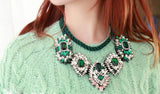 Green Pendant Necklace for Women with Rope Chain
