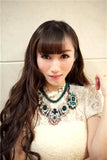 Green Pendant Necklace for Women with Rope Chain
