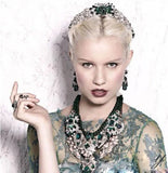 Green Pendant Necklace for Women with Rope Chain