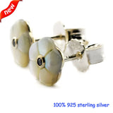 Luminous Florals Silver Stud Earrings With Mother-Of-Pearl