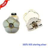 Luminous Florals Silver Stud Earrings With Mother-Of-Pearl